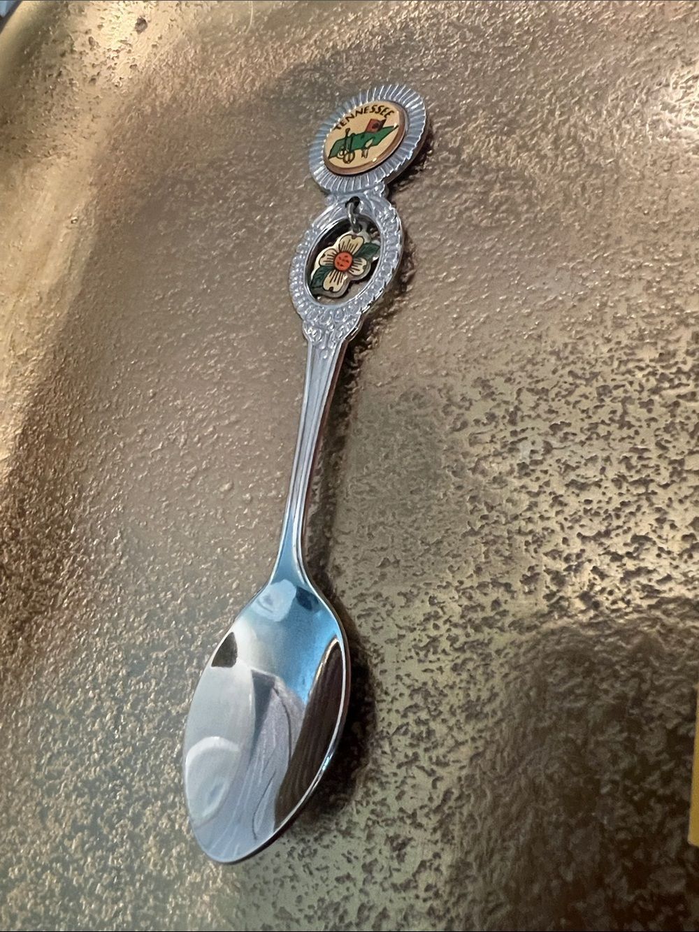 1974*Tennessee Souvenir Decorative Silver-Tone Spoon - Blue and Green Enamel
